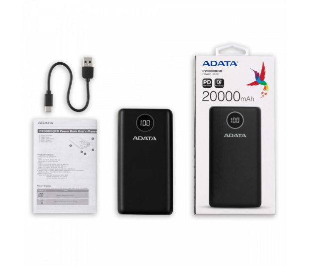 ADATA Power Bank P20000QCD 20000mAh czarny - 645542 - zdjęcie 7